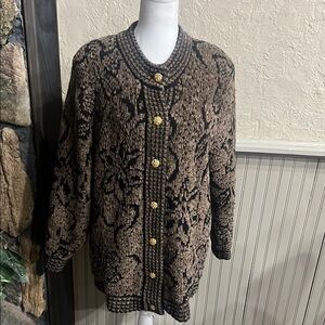 Tempo Paris Black and Brown Knit Cardigan